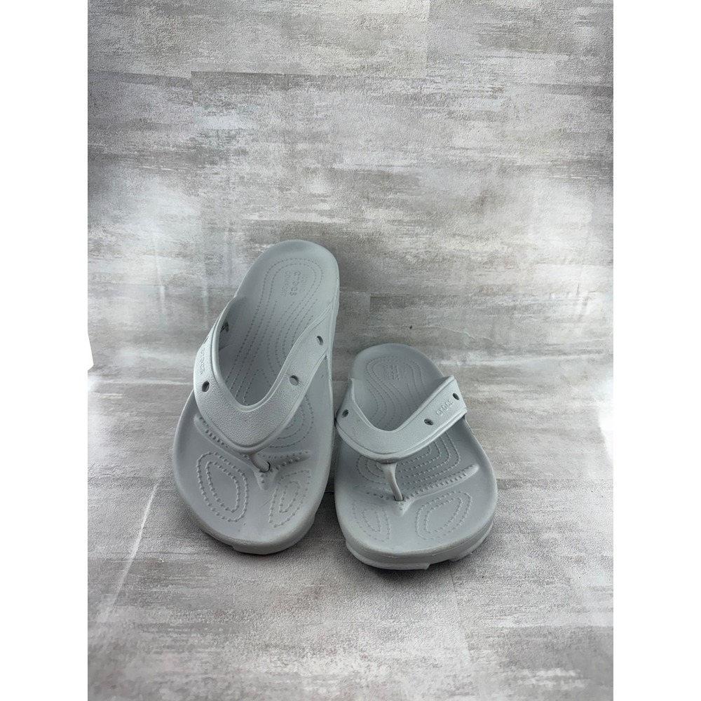 Crocs Athena Flip Flops Light Grey Unisex Mens 7 Womens 9 Sandals 207712